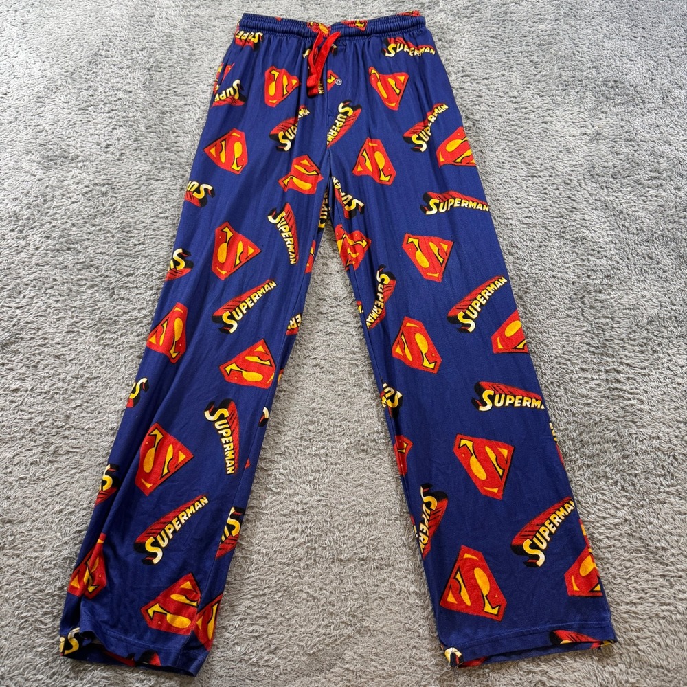 DC Comics Superman Sleep Pants Size Small Blue Logo Print Mens Pajamas Lounge